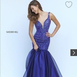 Sherri Hill Navy Blue Mermaid Prom Pageant 00